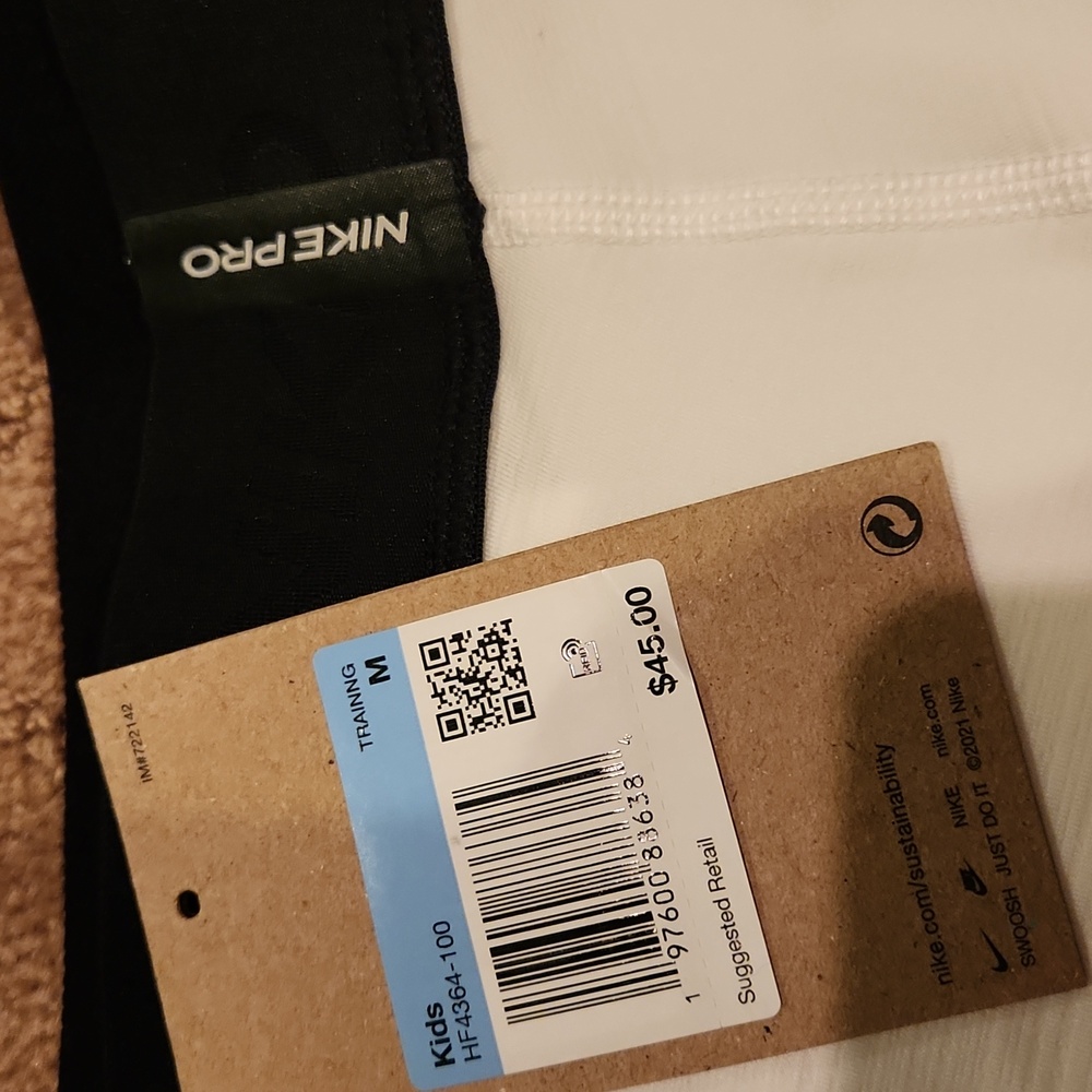 🌟2/$20🌟Nike Kids Leggings in White and Black Size M - Picture 4 of 13